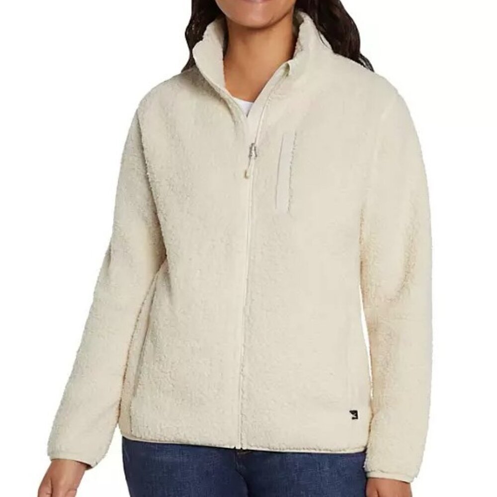 NWT! Eddie Bauer Cozy & Stylish Full-Zip Ivory Fleece Jacket.